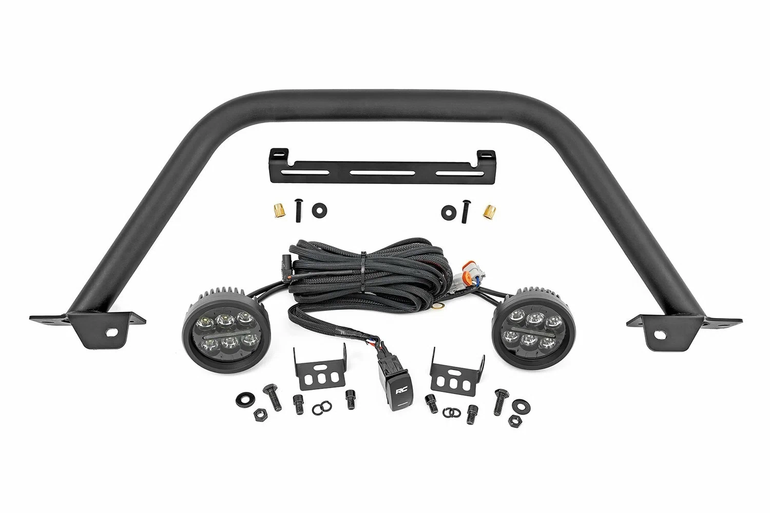 Fits Ford Bronco(21-24) Safari Bar 3.5_ Round LED(Pair) Black Steel 51111